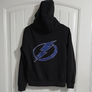 Tampa Bay Lightning BLUE  STUDDED Womens Zip Dark Gray Hoodie Size Small